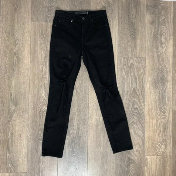 Alexander Wang Whip Stay Black Straight Skinny Jeans  Distressed Midrise Size 25 - Picture 2 of 12